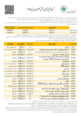 تعرفه فیزیوتراپی ۱۴۰۵